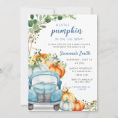 Invitation Baby shower de camion bleu petit Citrouille (Devant)