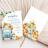 Invitation Baby shower de camion bleu petit Citrouille