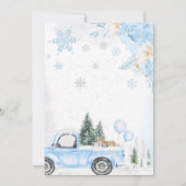 Invitation Baby shower de camion Blue Winter Woodland (Dos)