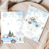 Invitation Baby shower de camion Blue Winter Woodland