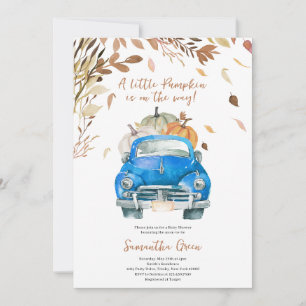 Invitation Baby shower de camion Citrouille bleu