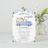 Invitation Baby shower de camion Citrouille Blue Floral Fall (Debout devant)