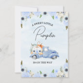 Invitation Baby shower de camion Citrouille Blue Floral Fall (Dos)