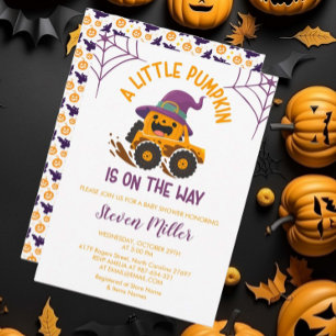 Invitation Baby shower de camion Citrouille Monster Halloween