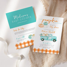 Baby shower de camion Citrouille orange et turquoi