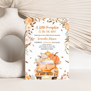 Invitation Baby shower de camion Citrouille Orange Fall
