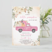Invitation Baby shower de camion Citrouille rose (Debout devant)