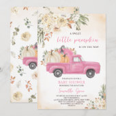 Invitation Baby shower de camion Citrouille rose (Devant / Derrière)