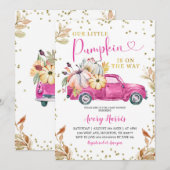 Invitation Baby shower de camion Citrouille rose (Devant / Derrière)
