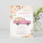 Invitation Baby shower de camion Citrouille rose (Debout devant)