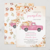 Invitation Baby shower de camion Citrouille rose (Devant / Derrière)
