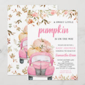 Invitation Baby shower de camion Citrouille rose fille (Devant / Derrière)
