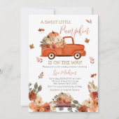 Invitation Baby shower de camion Citrouille rouge Feuilles d' (Devant)