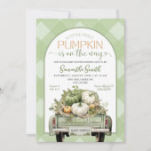 Invitation Baby shower de camion Citrouille Sage Green En vic (Devant)