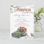 Invitation Baby shower de camion citrouille Sunflower (Debout devant)