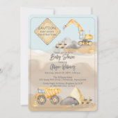 Invitation Baby shower de camion de construction (Devant)