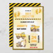 Invitation Baby shower de camion de construction (Devant / Derrière)