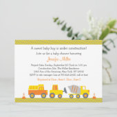 Invitation Baby shower de camion de construction (Debout devant)
