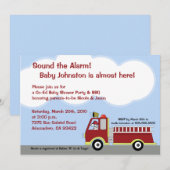 Invitation Baby shower de camion d'incendie FIreme (Devant / Derrière)