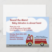 Invitation Baby shower de camion d'incendie FIreme (Devant / Derrière)