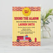 Invitation Baby shower de camion d'incendie Pompie (Debout devant)