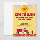 Invitation Baby shower de camion d'incendie Pompie (Devant / Derrière)