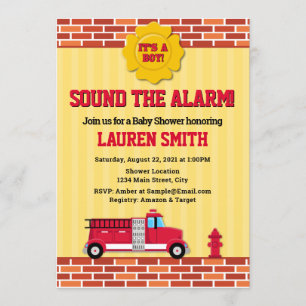 Invitation Baby shower de camion d'incendie Pompie
