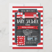 Invitation Baby shower de camion-feu (Devant)