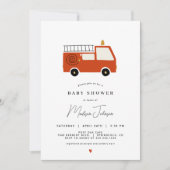 Invitation Baby shower de camion-feu (Devant)
