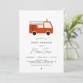 Invitation Baby shower de camion-feu (Debout devant)