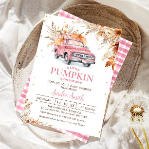Invitation Baby shower de camion Fleur sauvage rose Citrouill