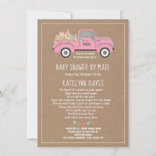 Invitation Baby shower De Camion Rose Inspiré Par Cardstock P