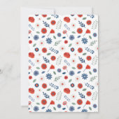 Invitation Baby shower de camion rouge, blanc et plein de fle (Dos)