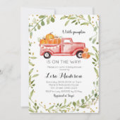 Invitation Baby shower de camion rouge Citrouille d'automne (Devant)