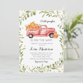 Invitation Baby shower de camion rouge Citrouille d'automne (Debout devant)