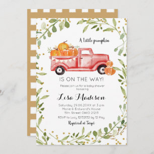 Invitation Baby shower de camion rouge Citrouille d'automne