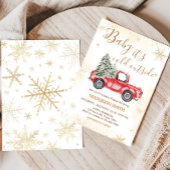 Invitation Baby shower de camion rouge d'hiver