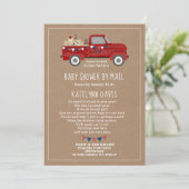 Invitation Baby shower De Camion Rouge Inspiré Carburant Par  (Debout devant)
