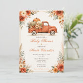 Invitation Baby Shower de camion rustique d'automne (Debout devant)