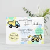 Invitation Baby shower de camions de construction (Debout devant)