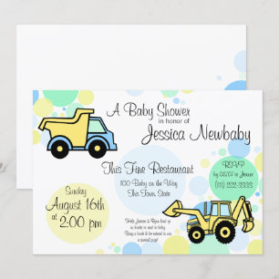 Invitation Baby shower de camions de construction