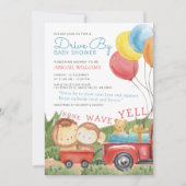 Invitation Baby shower de camions pour animaux de bois (Devant)