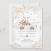 Invitation Baby shower de camions Woodland d'hiver (Devant)