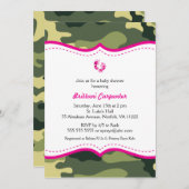 Invitation Baby shower de camouflage rose chaud et vert invit (Devant / Derrière)