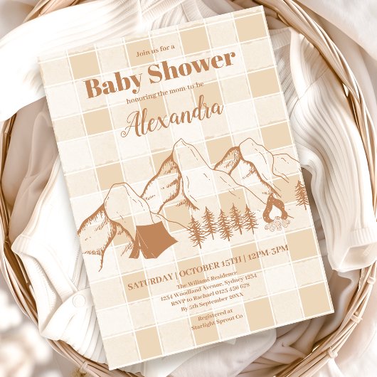 Invitation Baby shower de camping neutre