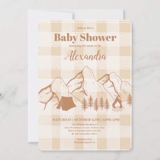 Invitation Baby shower de camping neutre (Devant)