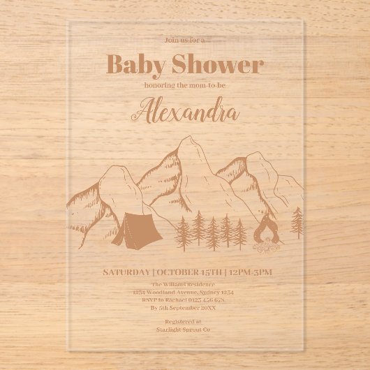 Invitation Baby shower de camping neutre (Recto)