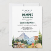 Invitation Baby shower de camping pour animaux rustiques en b (Devant)