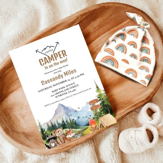 Invitation Baby shower de camping pour animaux rustiques en b