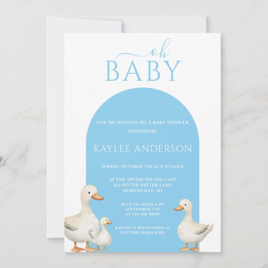 Invitation Baby shower de canard (Devant)